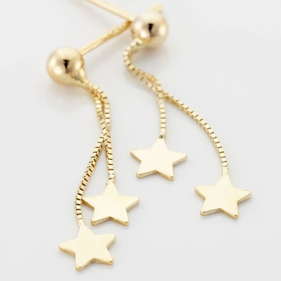 Boucles D'oreilles Pendantes Alphonsine Etoile Or Jaune