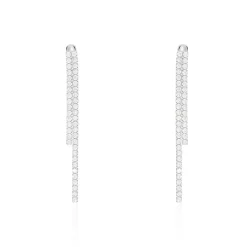 Boucles D'oreilles Pendantes Louanne Argent Blanc Oxyde De Zirconium
