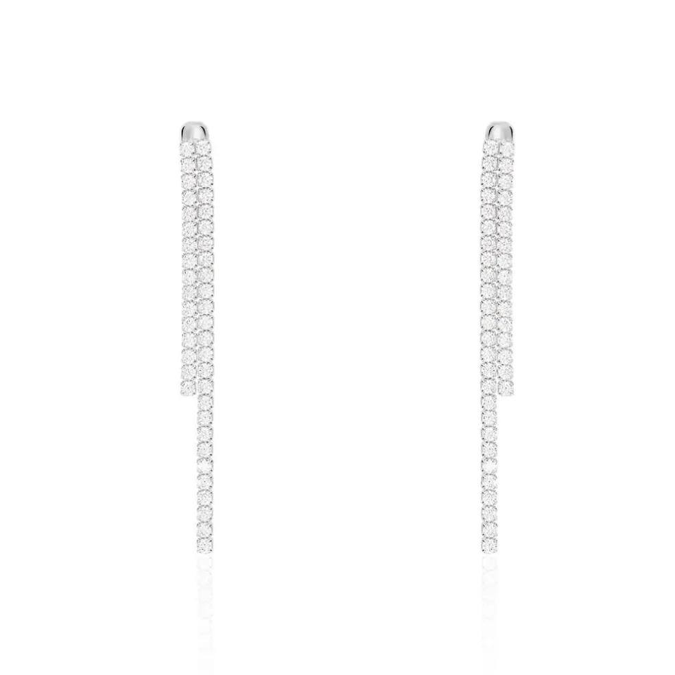 Boucles D'oreilles Pendantes Louanne Argent Blanc Oxyde De Zirconium
