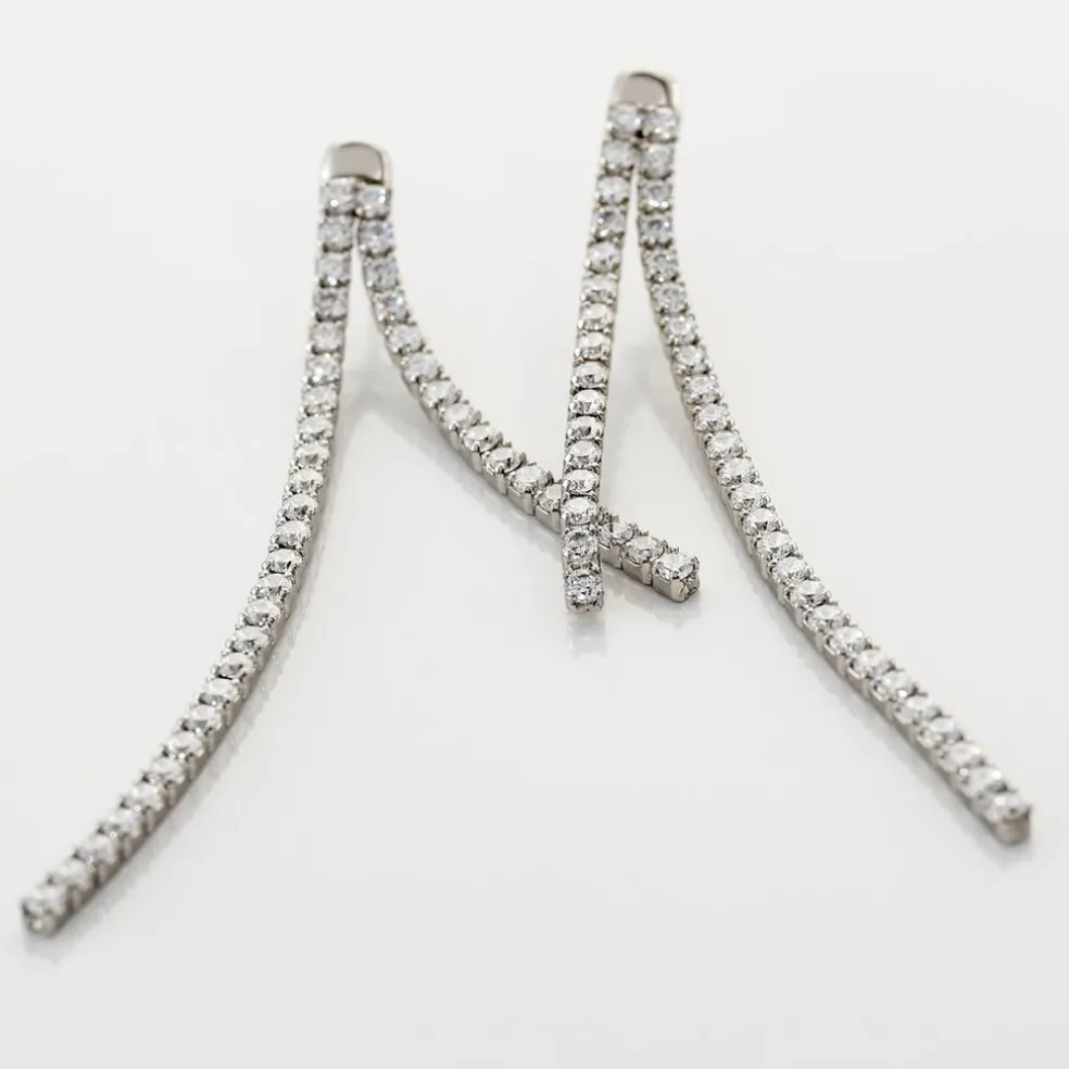 Boucles D'oreilles Pendantes Louanne Argent Blanc Oxyde De Zirconium