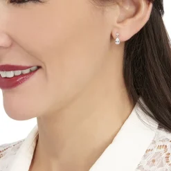 Boucles D'oreilles Pendantes Jordaine Or Blanc Oxydes