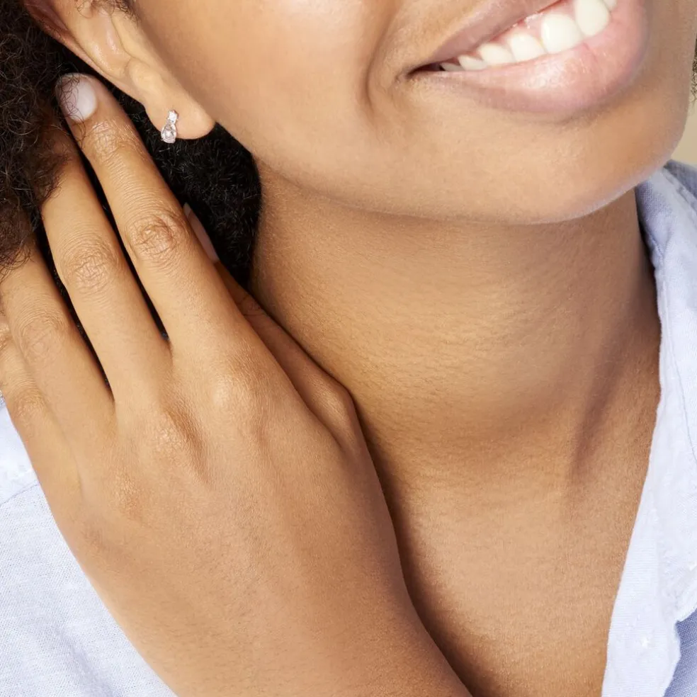 Boucles D'oreilles Pendantes Jordaine Or Blanc Oxydes