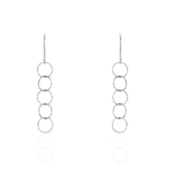 Boucles D'oreilles Pendantes Bulle Argent Blanc