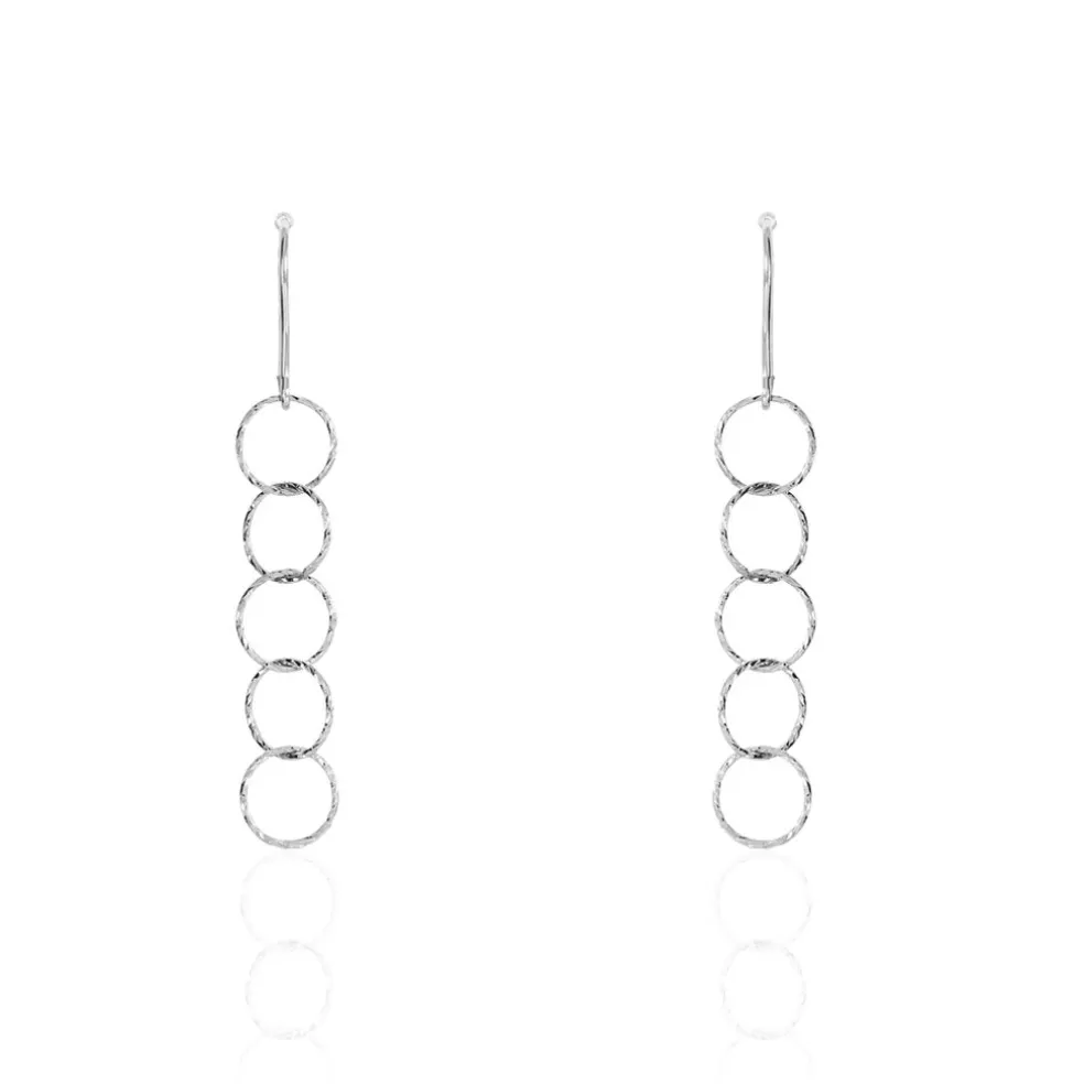 Boucles D'oreilles Pendantes Bulle Argent Blanc