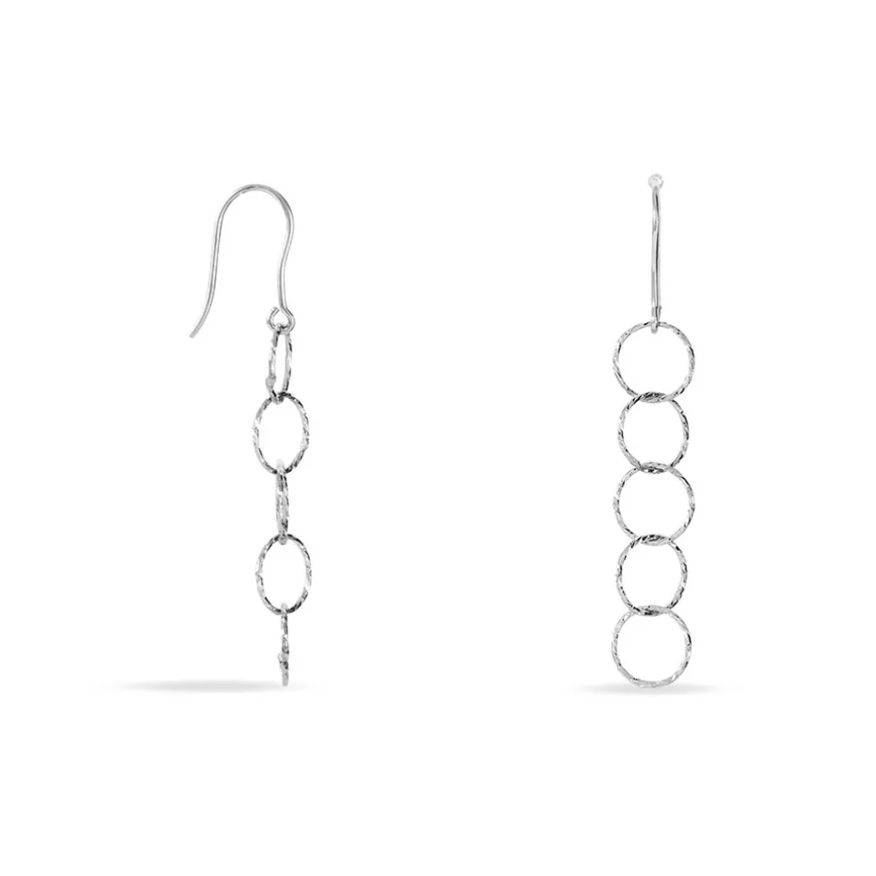 Boucles D'oreilles Pendantes Bulle Argent Blanc