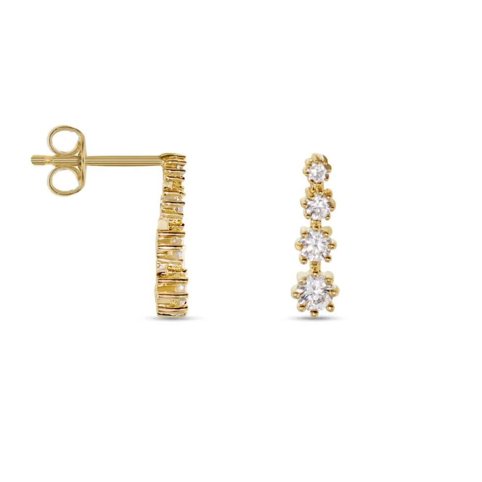 Boucles D'oreilles Pendantes Plaqué Or Beisiris Oxydes De Zirconium