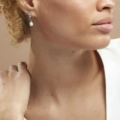Boucles D'oreilles Pendantes Giacobbe Argent Blanc Perle De Culture