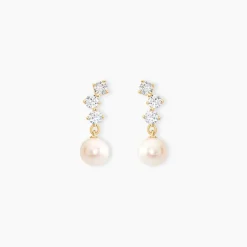 Boucles D'oreilles Pendantes Taiss Or Jaune Perle De Culture