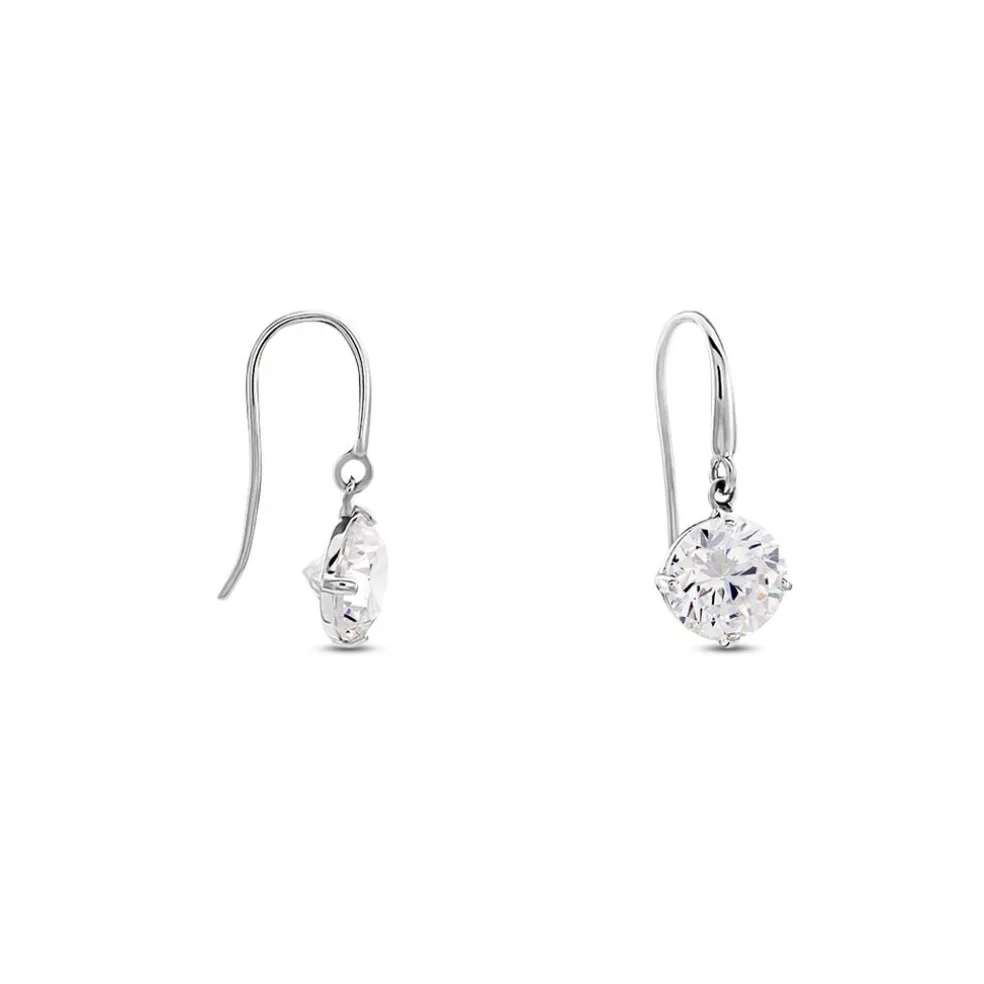 Boucles D'oreilles Pendantes Or Blanc Aedhan Oxydes