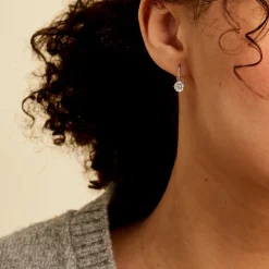 Boucles D'oreilles Pendantes Or Blanc Aedhan Oxydes