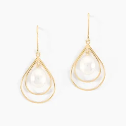 Boucles D'oreilles Pendantes Martyna Or Jaune Perle De Culture