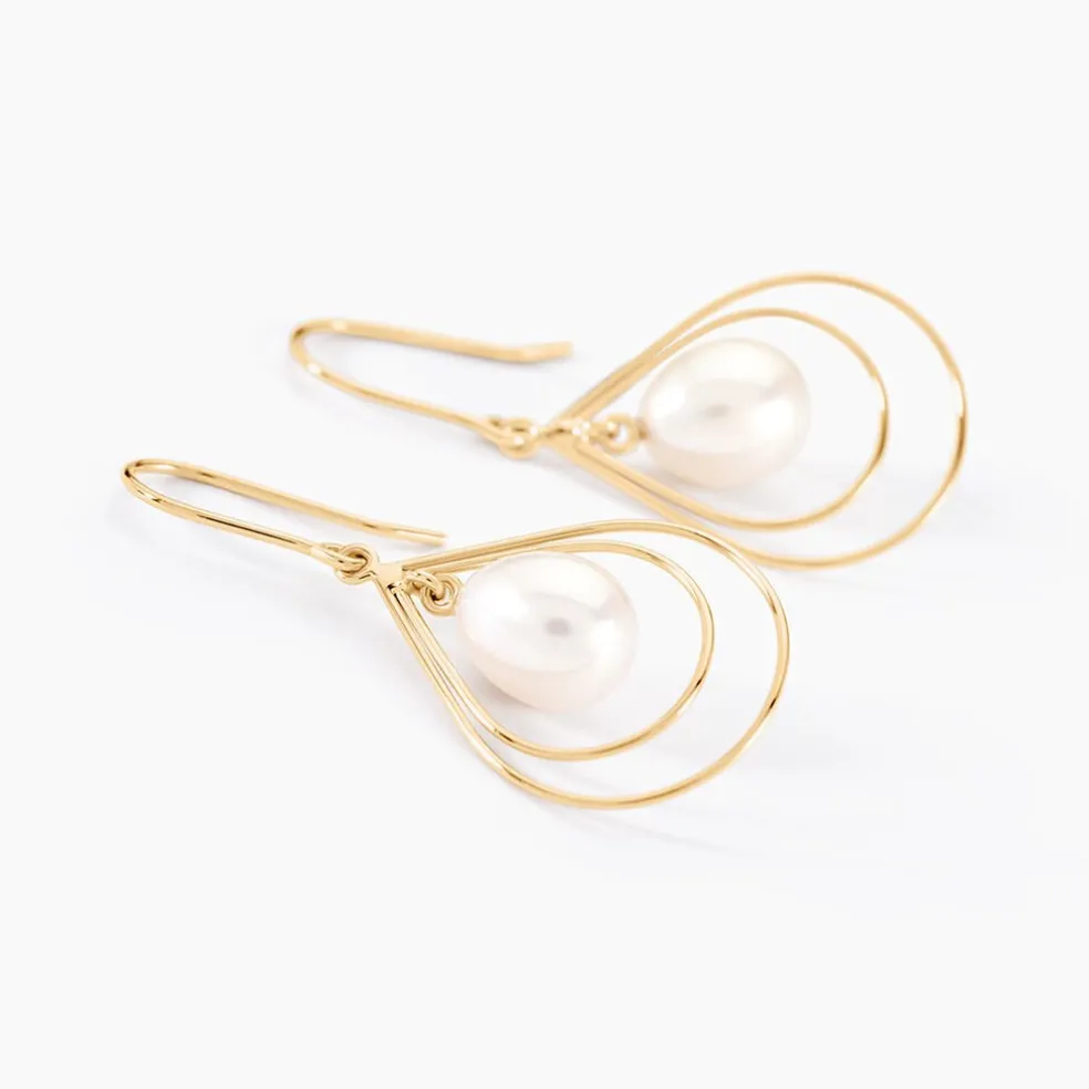 Boucles D'oreilles Pendantes Martyna Or Jaune Perle De Culture