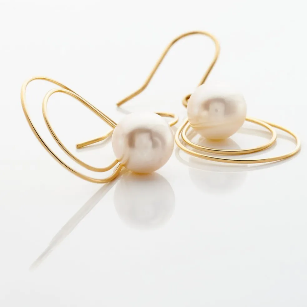 Boucles D'oreilles Pendantes Martyna Or Jaune Perle De Culture