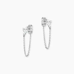 Boucles D'Oreilles Pendantes Eclat d'Aurore Argent Blanc Oxyde De Zirconium