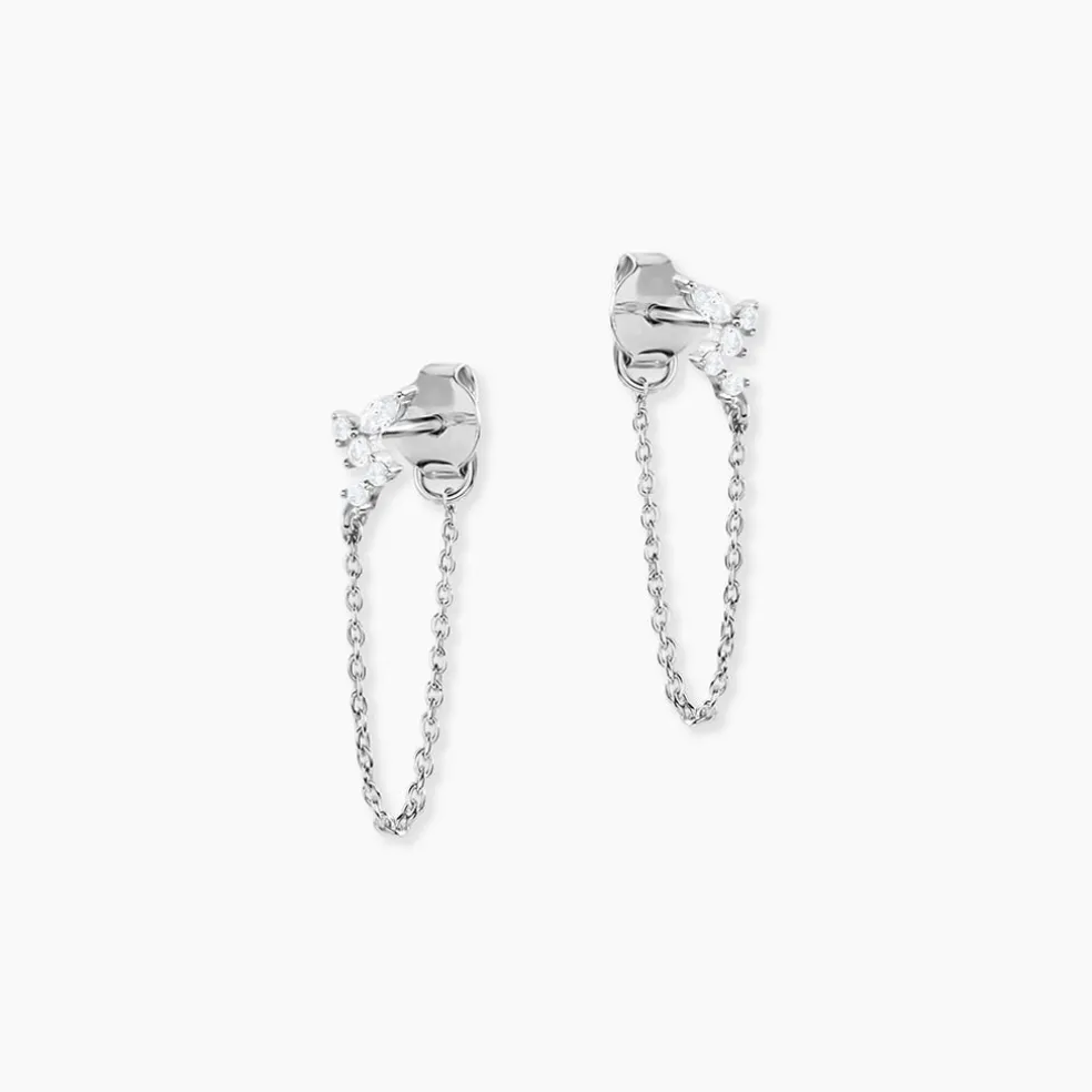Boucles D'Oreilles Pendantes Eclat d'Aurore Argent Blanc Oxyde De Zirconium