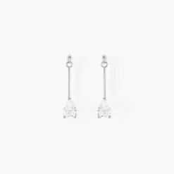 Boucles D'oreilles Pendantes Goutte Or Blanc Oxyde De Zirconium