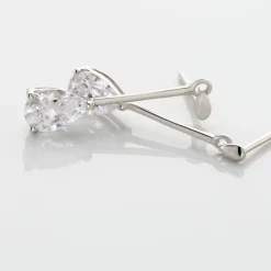 Boucles D'oreilles Pendantes Goutte Or Blanc Oxyde De Zirconium