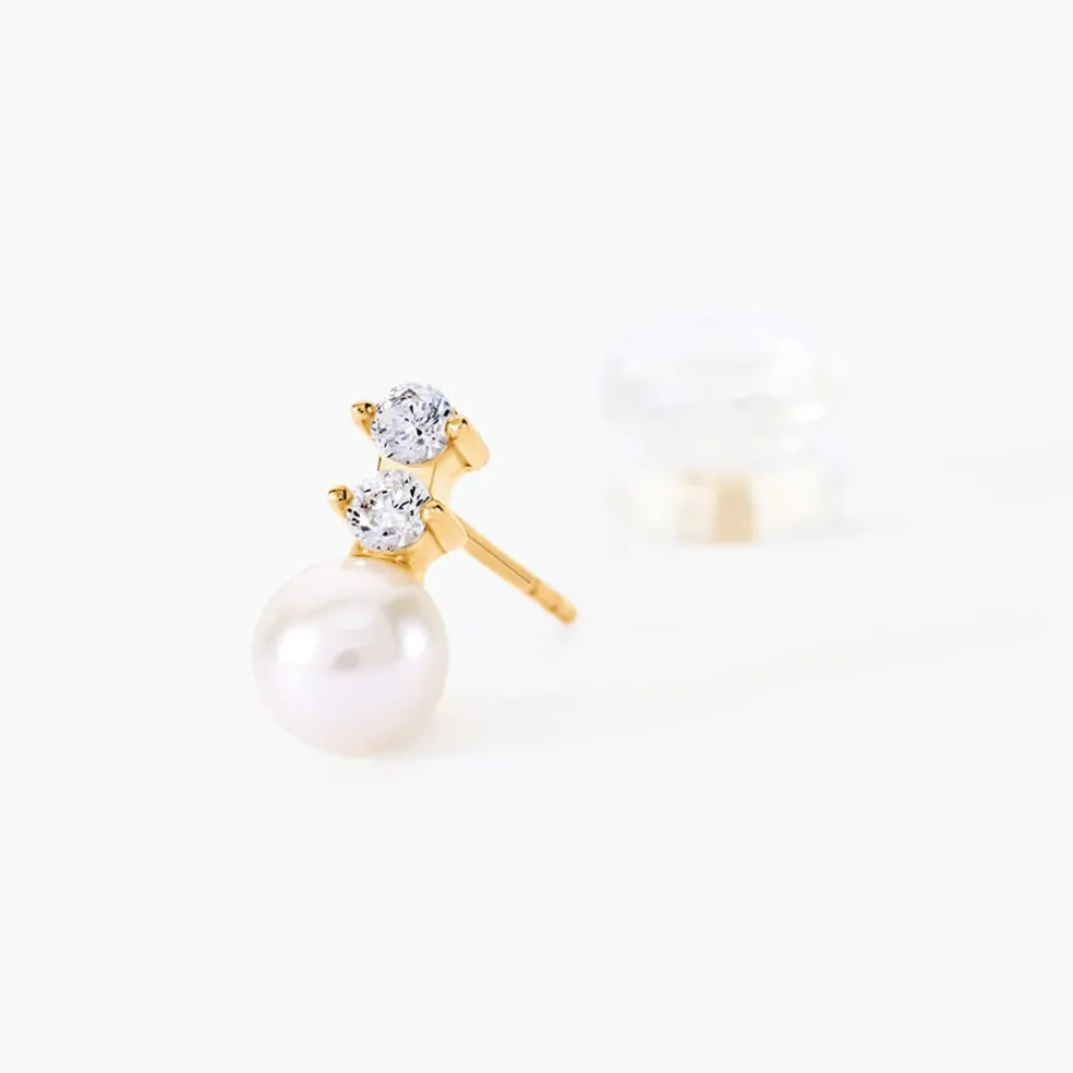 Boucles D'oreilles Pendantes Taima Or Jaune Perle De Culture