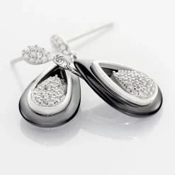 Boucles D'oreilles Pendantes Marina Cera Argent  Céramique Et Oxyde