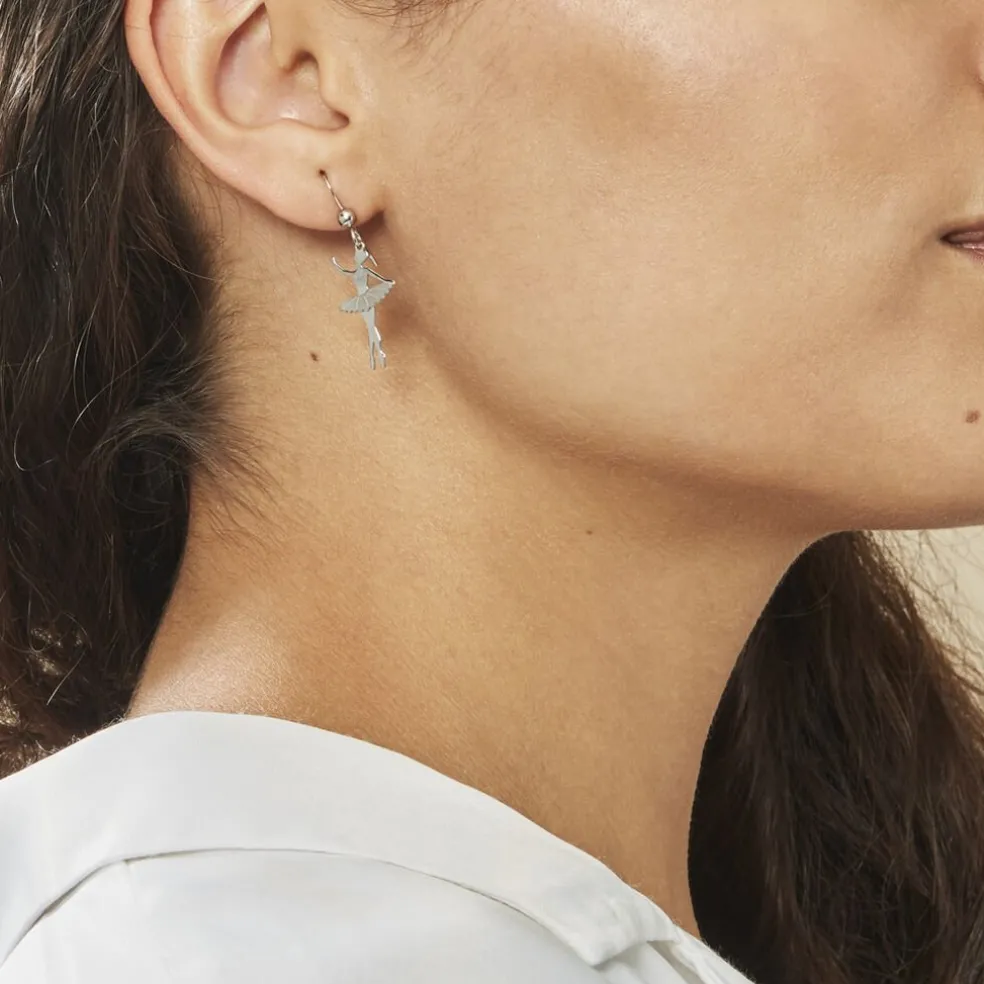 Boucles D'oreilles Pendantes Ritej Argent Blanc