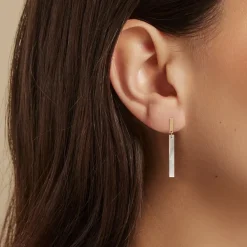 Boucles D'oreilles Pendantes Halcyone Or Jaune Nacre