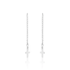Boucles D'oreilles Pendantes Gaiana Argent Blanc