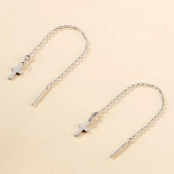 Boucles D'oreilles Pendantes Gaiana Argent Blanc