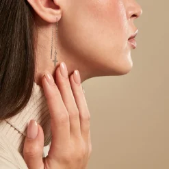 Boucles D'oreilles Pendantes Gaiana Argent Blanc