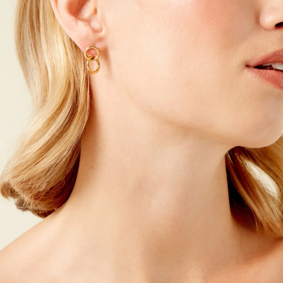 Boucles D'Oreilles Pendantes Fino Acier Jaune