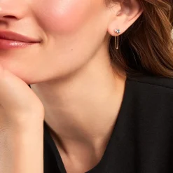 Boucles D'oreilles Pendantes Beauté Bleutée Or Jaune Topaze Et Oxyde