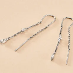 Boucles D'oreilles Pendantes Garsha Argent Blanc Oxyde De Zirconium