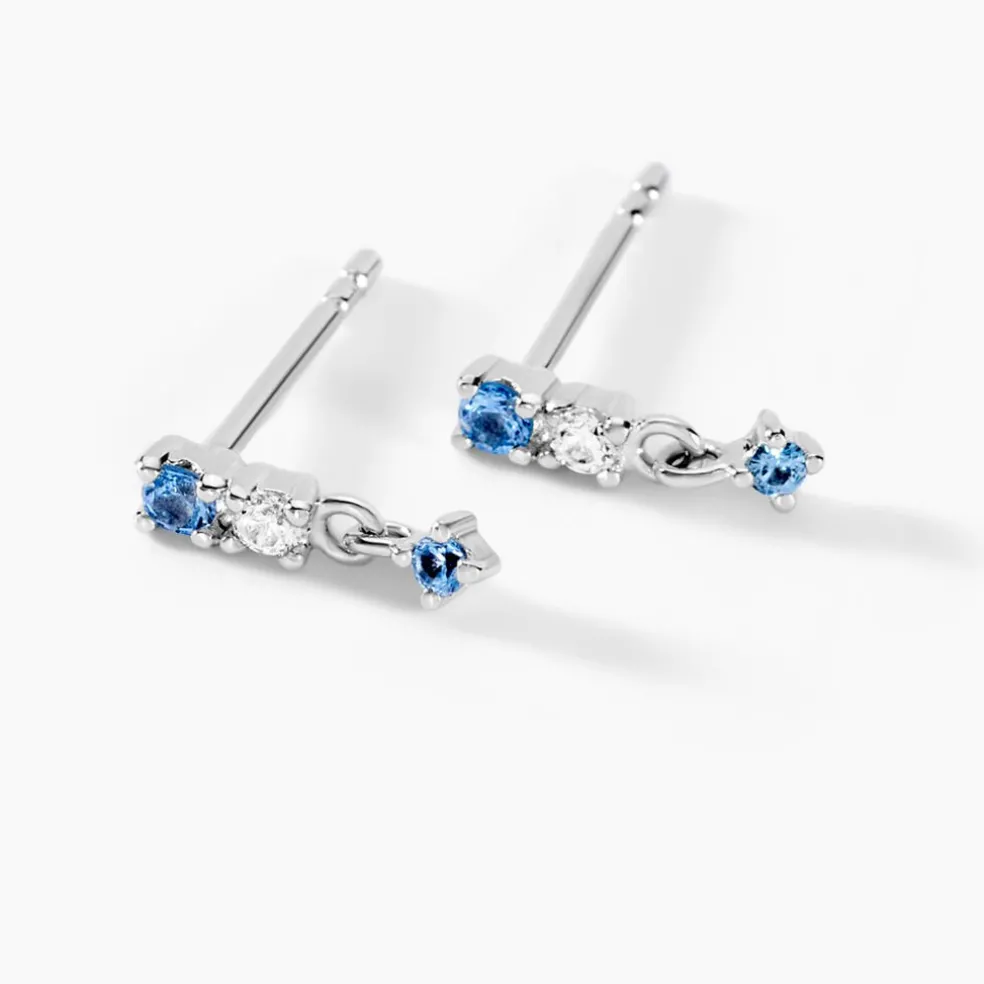Boucles D'oreilles Pendantes Elorine Argent Blanc Oxyde De Zirconium