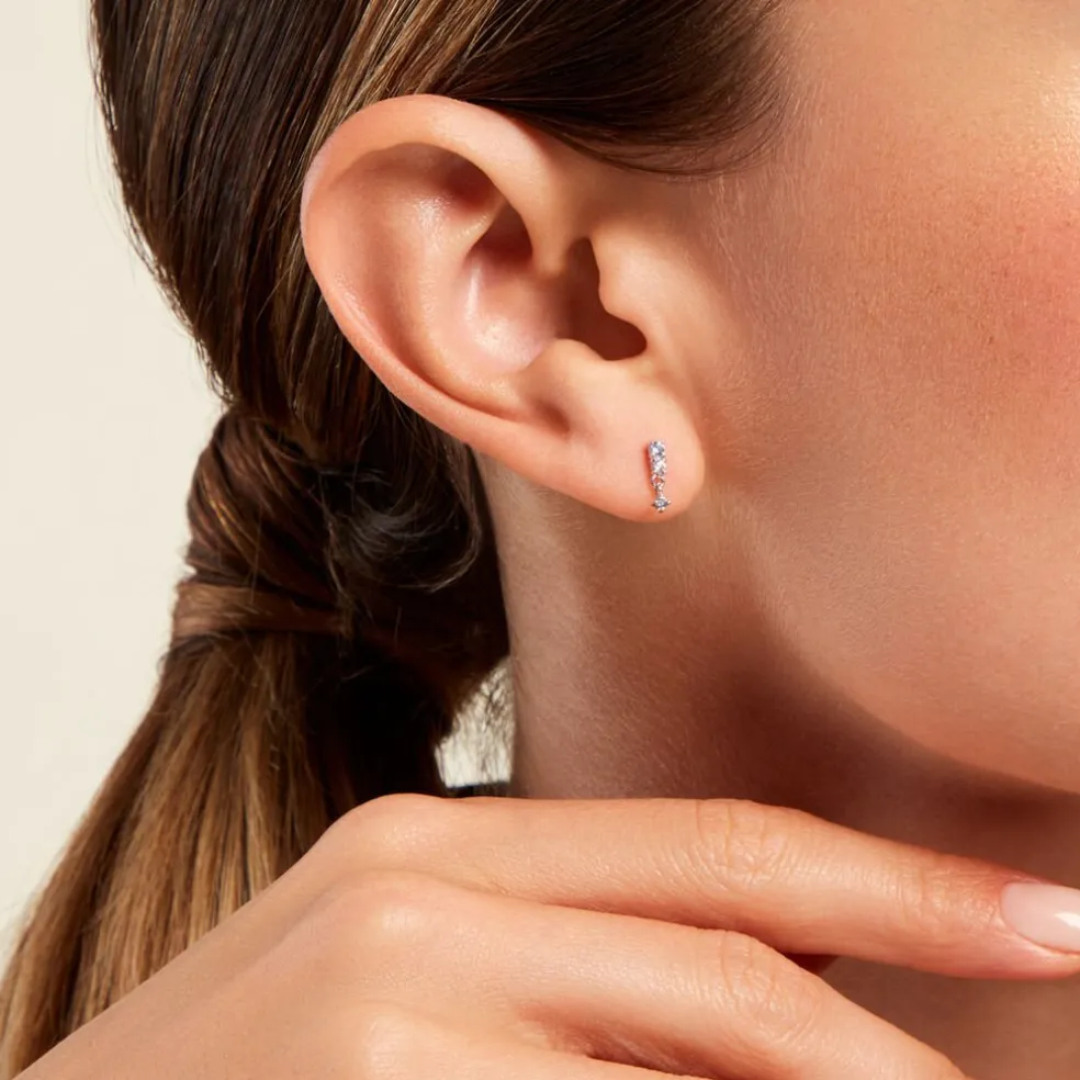 Boucles D'oreilles Pendantes Elorine Argent Blanc Oxyde De Zirconium