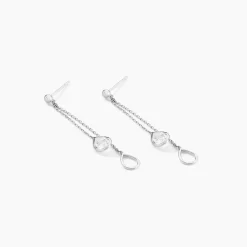 Boucles D'oreilles Pendantes Emerika Or Blanc Oxyde De Zirconium