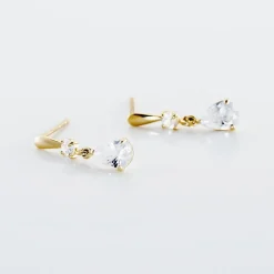 Boucles D'oreilles Pendantes Goutte Or Jaune Oxyde De Zirconium