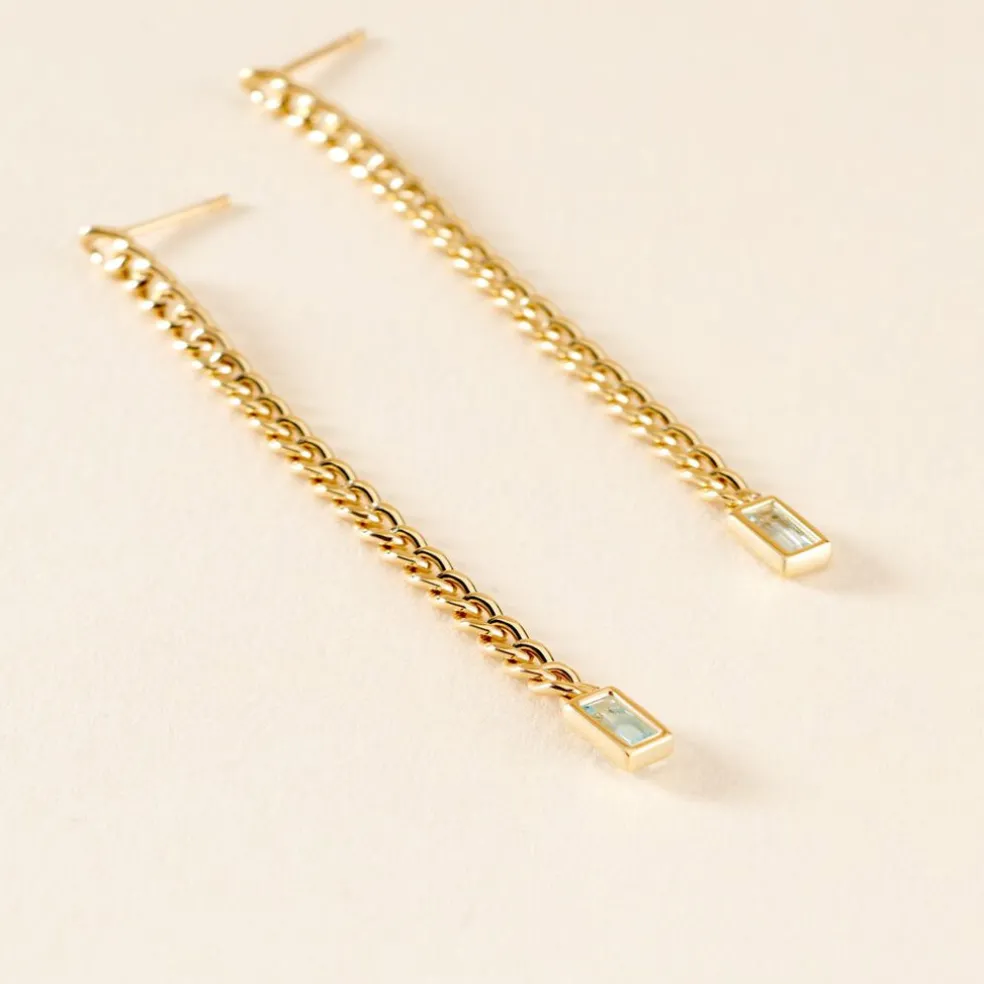 Boucles D'oreilles Pendantes Chain Or Jaune Topaze