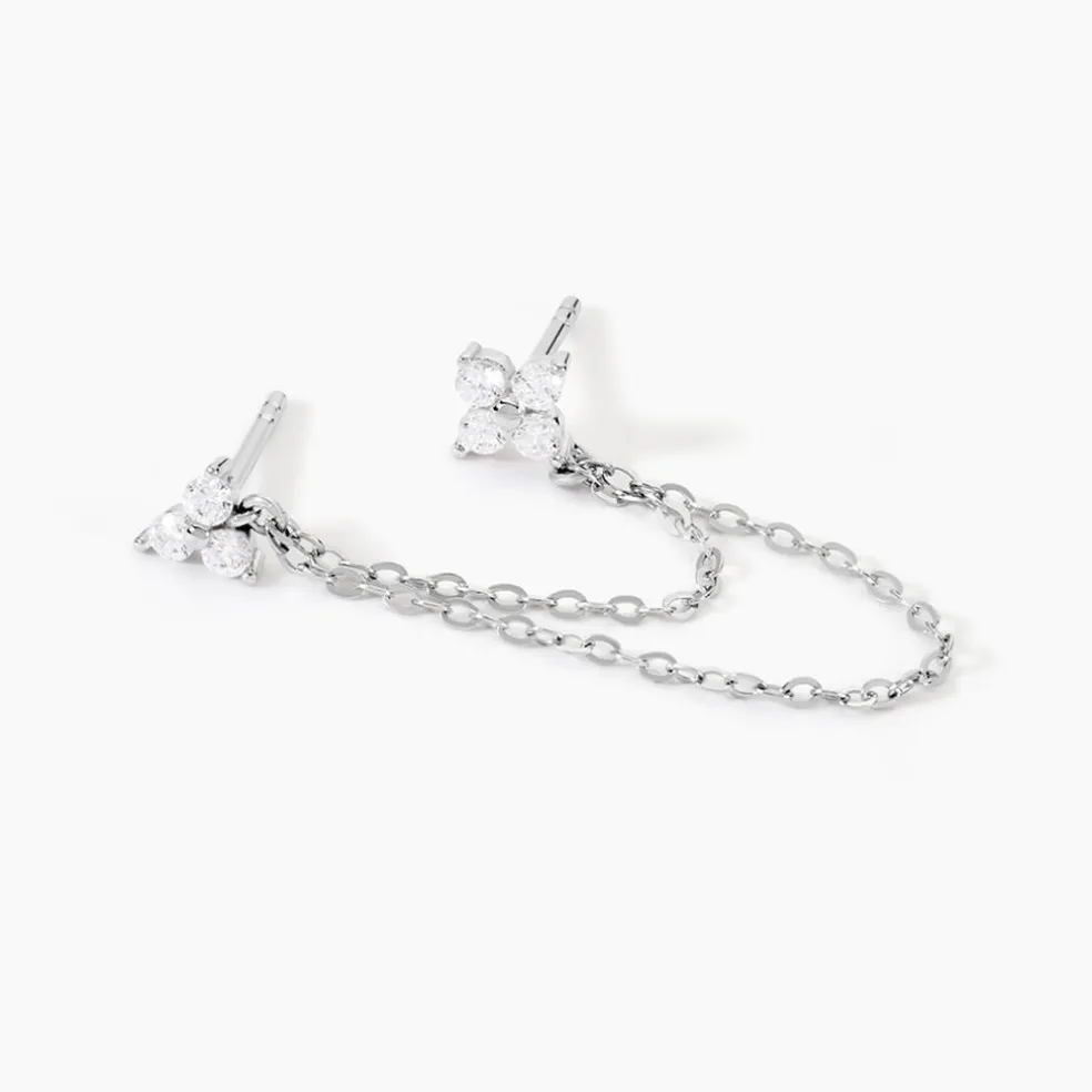 Boucles D'oreilles Pendantes Clova Argent Blanc Oxyde De Zirconium