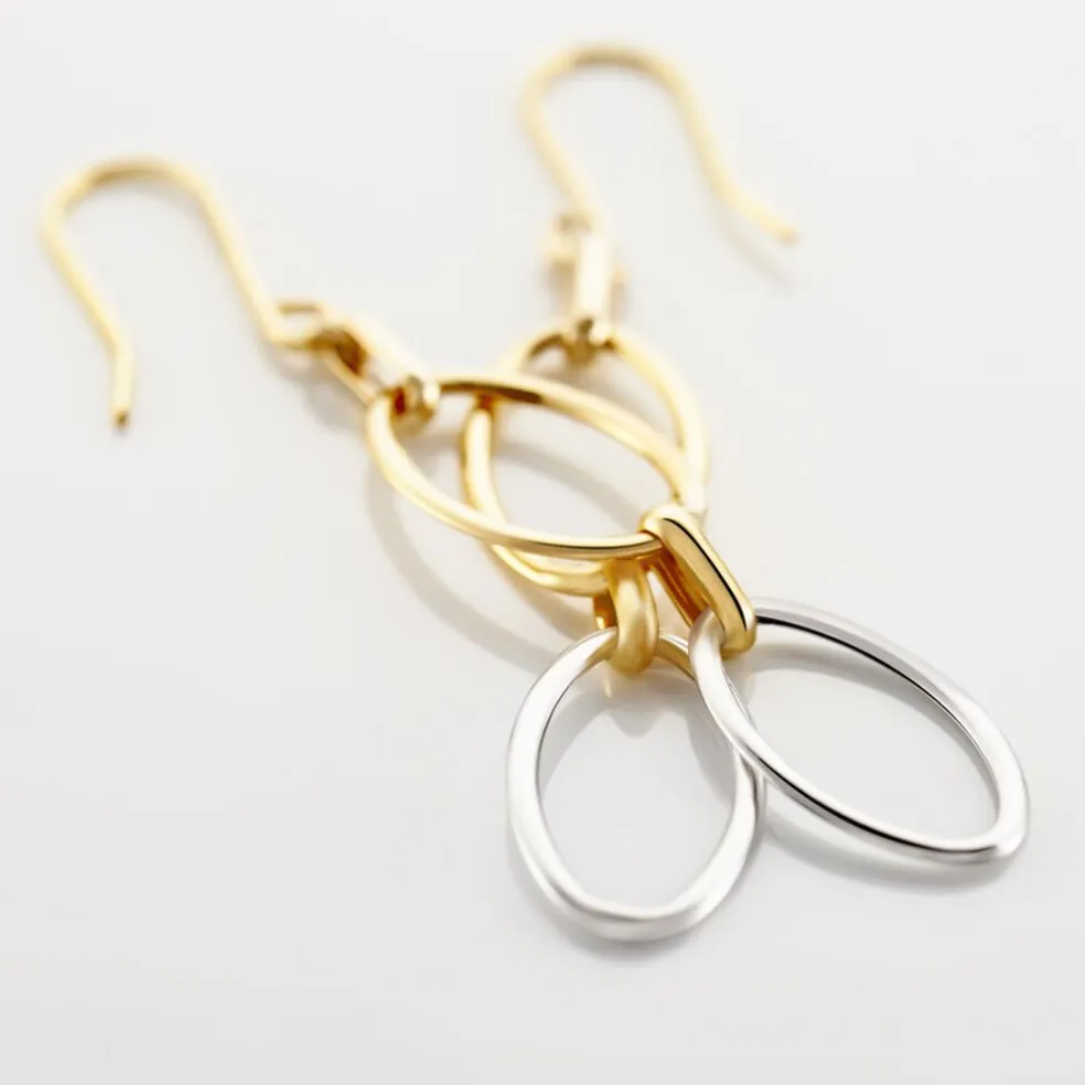 Boucles D'oreilles Pendantes Lucia Or Bicolore