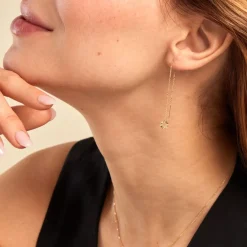 Boucles D'oreilles Pendantes Eclats Solaires Or Jaune