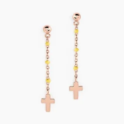 Boucles D'oreilles Pendantes Mimosa Argent Rose