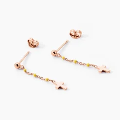 Boucles D'oreilles Pendantes Mimosa Argent Rose