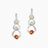 Boucles D'oreilles Pendantes Agneta Argent Blanc Ambre