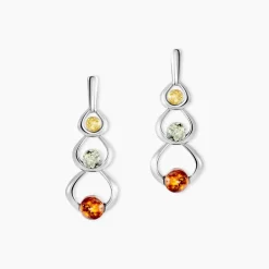 Boucles D'oreilles Pendantes Agneta Argent Blanc Ambre