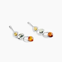 Boucles D'oreilles Pendantes Agneta Argent Blanc Ambre