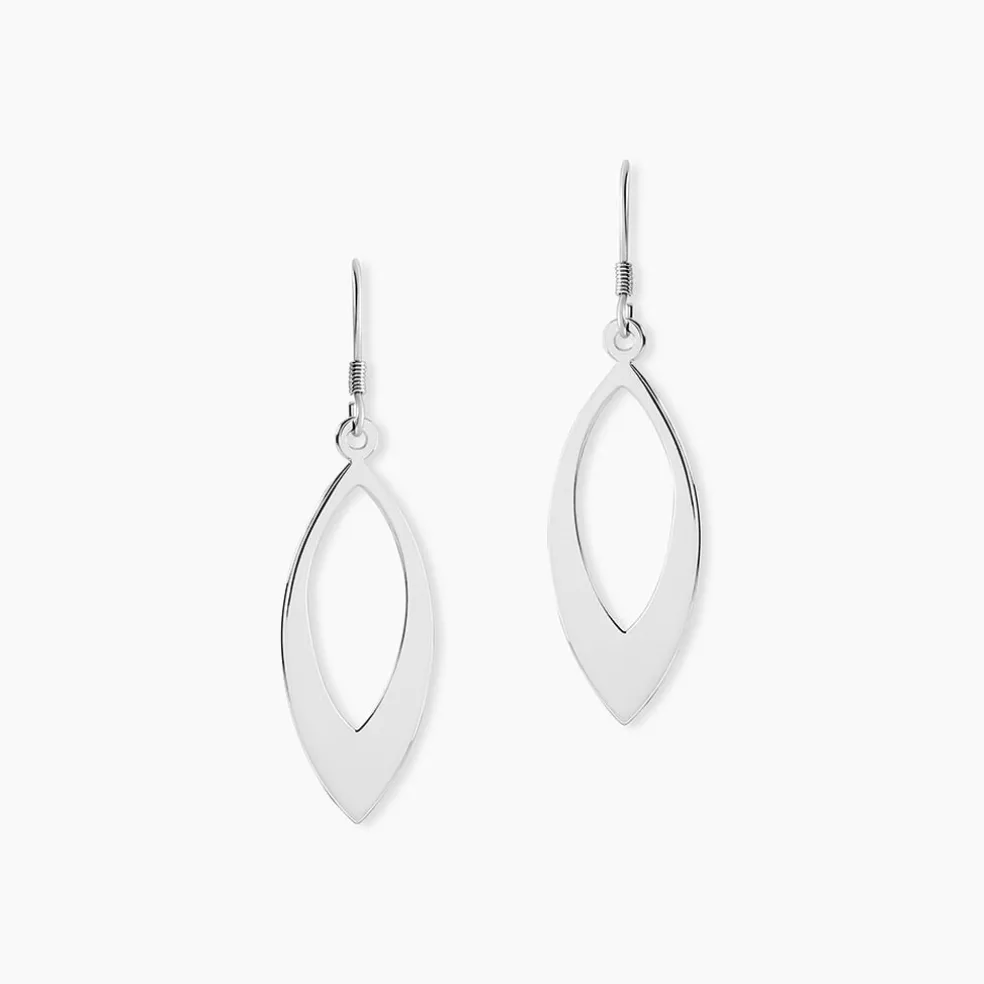 Boucles D'oreilles Pendantes Andrienne Argent Blanc