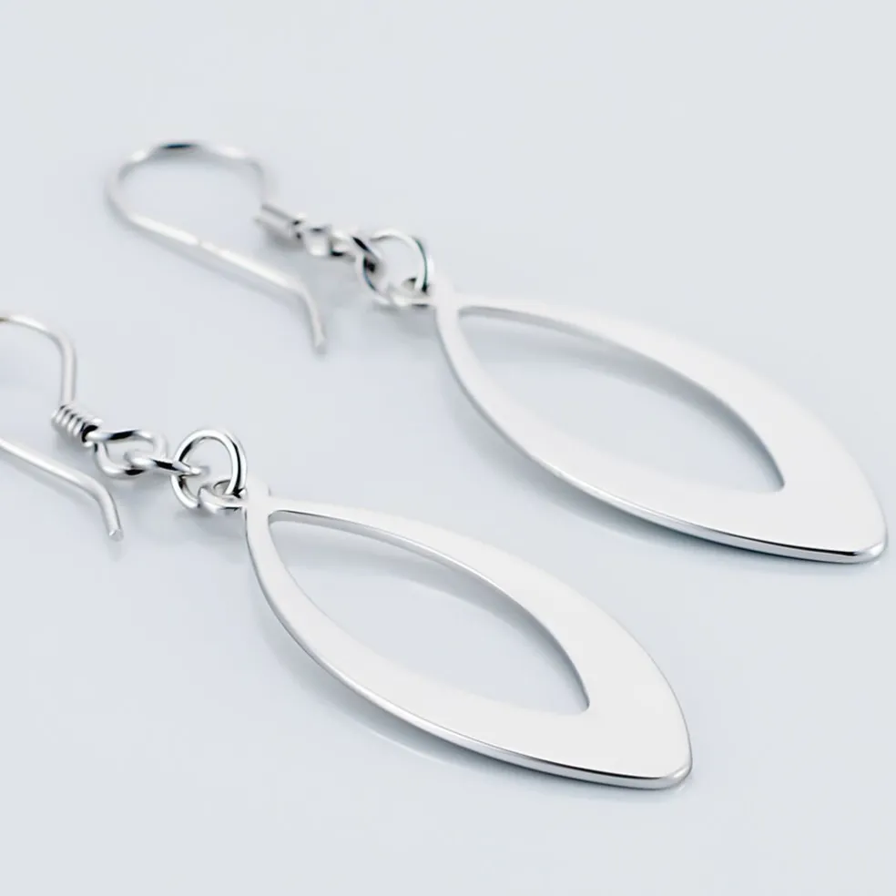 Boucles D'oreilles Pendantes Andrienne Argent Blanc