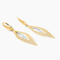 Boucles D'Oreilles Pendantes Gerontius Or Bicolore
