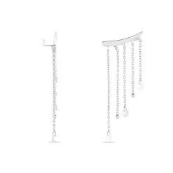 Boucles D'oreilles Pendantes Cainan Argent Blanc Oxyde De Zirconium