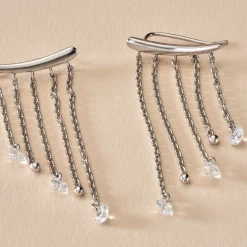 Boucles D'oreilles Pendantes Cainan Argent Blanc Oxyde De Zirconium