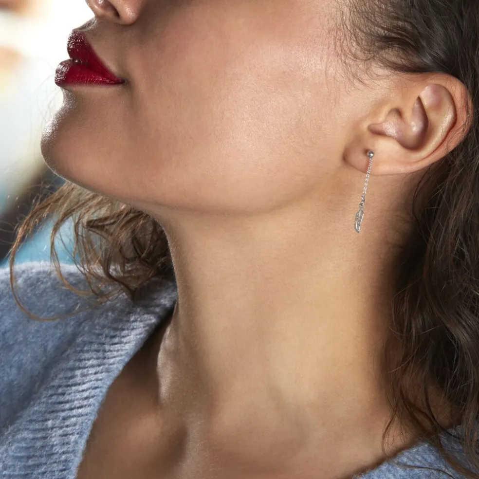 Boucles D'oreilles Pendantes Argent Blanc Maic